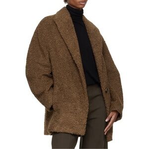 NWT Vince Faux Fur Teddy Bear One Button Blazer Coat Jacket in Chestnut Sz. XS